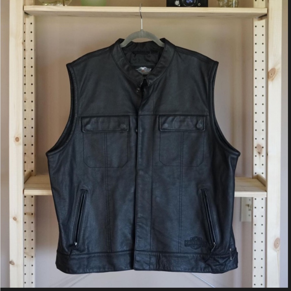 Xxl Harley Davidson black leather vest